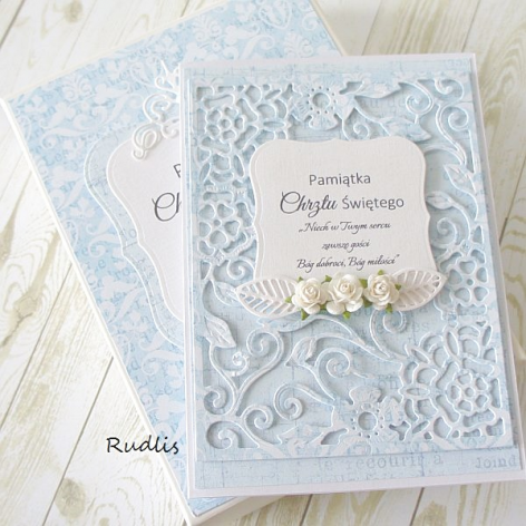 Pamiątka chrztu świętego na niebiesko V