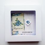 Kartka urodzinowa z niezapominajkami handmade - Kartka na urodziny w ozdobnym pudełku