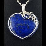 Srebrny wisior z kaboszonem lapis lazuli blue - wisior srebrny wire wrapped