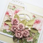 Kartka NA ŚLUB z pastelowymi różami - Kartka ślubna z ręcznie robionymi różami