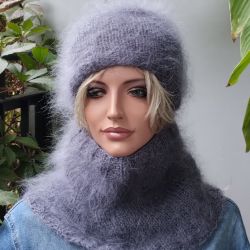 Moherowy komplet w kolorze ciemnej szarości 