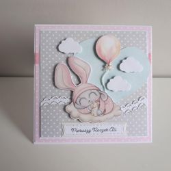 Personalizowana kartka na urodziny roczek królik