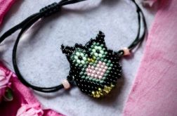 Bransoletka na sznurku "Sowa i serce" Prezent na Walentynki