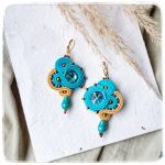 Kolczyki sutasz soutache Swing turkusowe - Długie