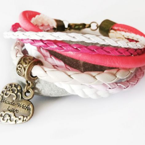 Pink with heart ! bransoletka