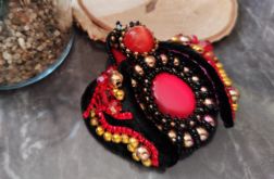 Elegant Handmade Beaded Brooch with Crystals