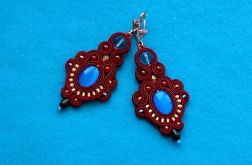 Kolczyki sutasz Bordo, Turkus i Złoto