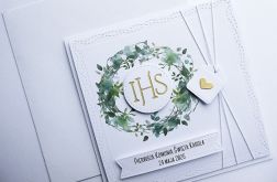 Skromna kartka komunijna z wiankiem handmade