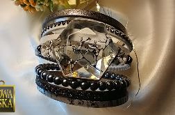 Zimny kryształ II - bransoleta z żywicy i rzemieni