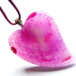 Duże różowe serce agat matrix piękny wisiorek