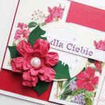 Kartka URODZINOWA - z czerwonym kwiatem - Czerwono-zielona kartka urodzinowa
