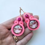 Pink Rose kolczyki sutaszowe - 