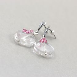 Kryształ górski Swarovski srebro - kolczyki listki