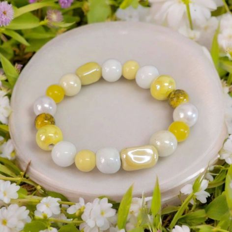 Bransoletka na gumce żółty pastel