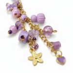 Fioletowo złoty breloczek z kwiatkiem - 