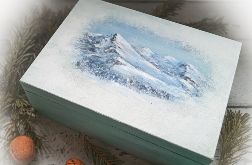 Ręcznie malowane pudełko z górami