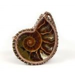 Miedziany pierścionek ze skamieliną ammonitu - miedziany pierścionek unisex