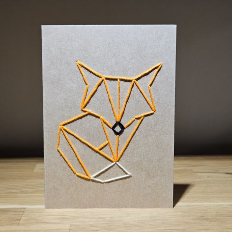 Kartka okolicznościowa - haftowana - lis