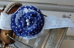 Retro opaska granatowa w groszki