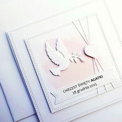 Kartka z gołębicą na Chrzest minimalistyczna