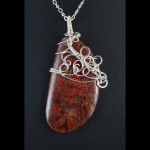 Jaspi, Srebrny wisior z jaspisem brekcjowym - Sterling silver Brecciated red jasper pendant gift for her gift for mom, gift for grandmother wire wrapped artisan jewelry, perfect present
