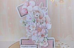 Kartka cyferka na roczek "Baby Unicorn"GOTOWA