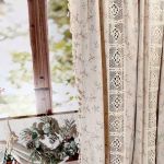 Zasłony gotowe lniane boho z frędzlami koronka dziergana panel 150/240cm - 