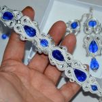 biżuteria ślubna sutasz kobalt,biel,srebro - 