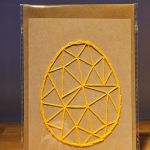 Kartka Wielkanocna - ręcznie haftowana - Pisanka żółta - Pisanka żółta