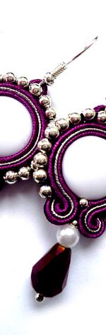 Purpurowo - Srebrne kolczyki sutasz malutkie z kryształkiem