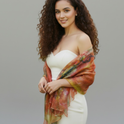 SZAL SZALIK JEDWABNO WEŁNIANY ELEGANCKI