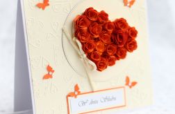 Kartka ślubna serce z róż KS105