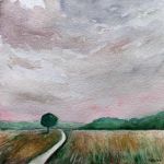 Pejzaż-akwarela formatu- 20x20 cm.  - 