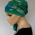 letni turban TURKUSOWY - szarfa wiązana z boku głowy