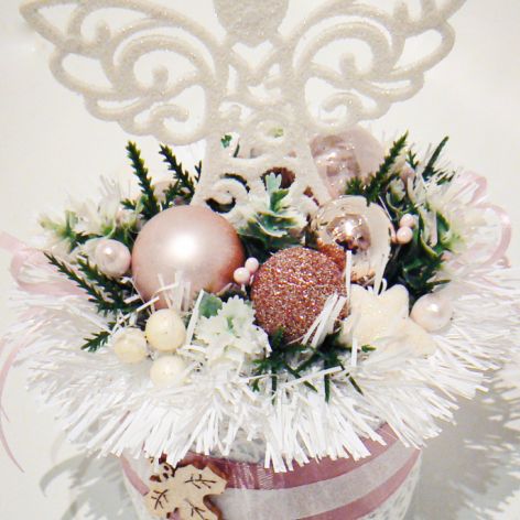 Stroik dekoracja Boże Narodzenie Anioł pudrowy róż