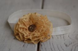 Opaska niemowlęca - Beżowy koronkowiec