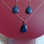 Lapis Lazuli, wisiorek i kolczyki łezki, zestaw biżuterii - 