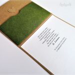 Kartka ślubna w zieleni-ażurowe serce - kartka z życzeniami i kieszonką na pieniądzee