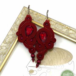 Kolczyki sutasz/soutache w kolorze wina 