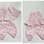 Piżamka dla lalki różowa w gwizaski - Piżamka spodenki i bluzka