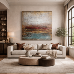 Duży obraz strukturalny ze złotem do salonu Abstrakcja XXL 100x80 cm - 