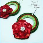 Ivy - kolczyki sutasz koła z kwiatem - czerwone zielone kolczyki