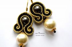 perły kolczyki sutasz,złoto i czarny