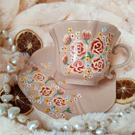 Begonie ręcznie malowany komplet