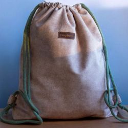 Beżowy welurowy workoplecak basic