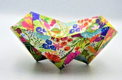 Geometryczna miseczka origami kolorowe kwiaty