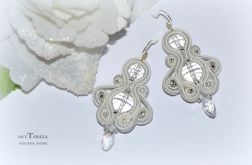 ślubne kolczyki sutasz srebro i biel