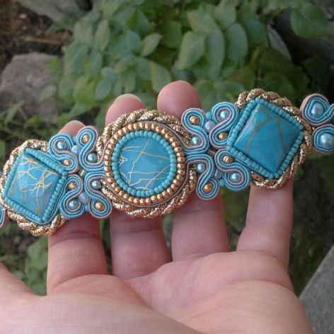 Bransoletka Turkus & Złoto