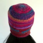 Czapka szydełkowa multikolor fioletowy - zimowa czapka