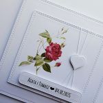 Minimalistyczna kartka ślubna z różą handmade - Skromna kartka ślubna z sercem